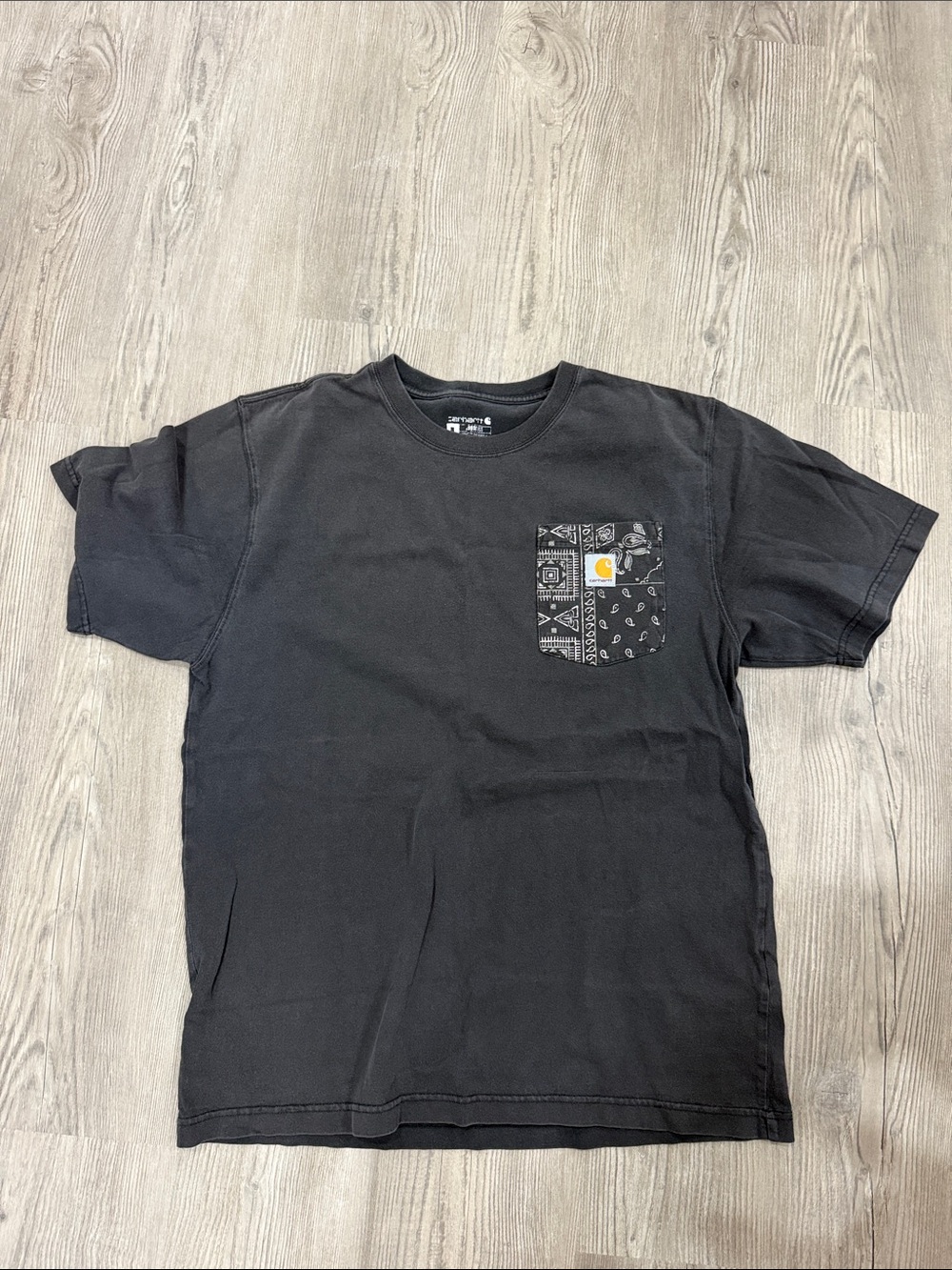 Carhartt Black Short Sleeve Tee with Patterned Pocket